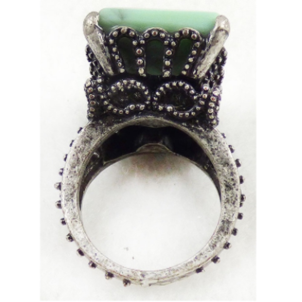 Mint Green Rectangular Fashion Ring - image 3